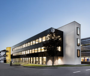 The office and reception building at the headquarters in Stühlingen, Germany